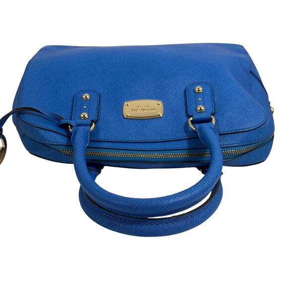 MICHAEL KORS Large Blue Boston Bowlers Satchel Shoulder Bag w/ Bag Charm EUC - Picture 7 of 14